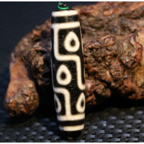 Treasure Magic Power Tibetan Old Agate 9 Buddha Heart Shape Eye totem dZi Bead Amulet 4A Timestown UPD1209A