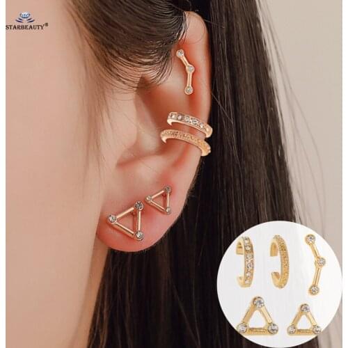 5 pcs/lot Vintage Triangle Ear Piercing Oreja Helix Piercing Fake Nose Ring Fake Earrings Set Pircing Ear Cuff Pircing de Orelha