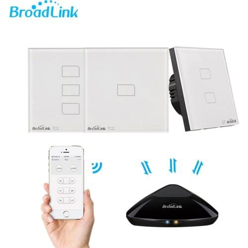 Broadlink TC2 EU Standard Light Switch Modern Design White Touch Panel Wifi Wireless Smart Control Via RM4 Pro/RM pro