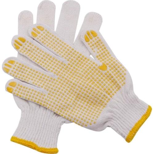 High quality A pair Cotton yarn PVC Anti slip gloves Wearable Work gloves for Construction Cleaning Moving goods and Driving