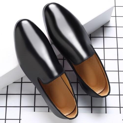 Yomior New Fashion Men Shoes Vintage Autumn Formal Dress Shoes Real Leather Flats Designer High Quality Wedding Loafers Black