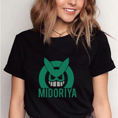 Women Summer Anime Clothes My Hero Academia Cartoon T Shirt Funny Midoriya,PLUS ULTRA! Printed Tops Cartoon Cotton Short-sleev