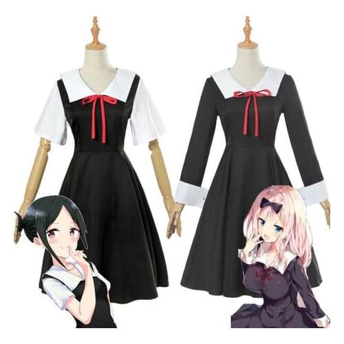 Shinomiya Kaguya Cosplay Costume Kaguya-Sama: Love Is War Fujiwara Chika Wigs Anime Womans Dresses + Headdress