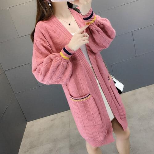 Autumn Winter Women High Waist Solid Sweaters Female Single-breasted Knit Cardigan Ladies V-neck Jacket New Tops Jumpers H539