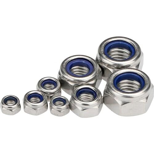 1/5/10/20PCS M2 M2.5 M3 M4 M5 M6 M8 M10 M12 304 Stainless Steel Self-locking Nut Nylon Lock Nut Locknut Slip Nylon Hex Nut