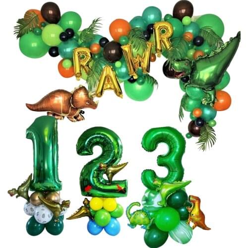 1Set Dinosaur Jungel Party Inflatable Foil Balloons Baby Shower Happy Birthday Banner Childrens Toys Birthday Party Supplies