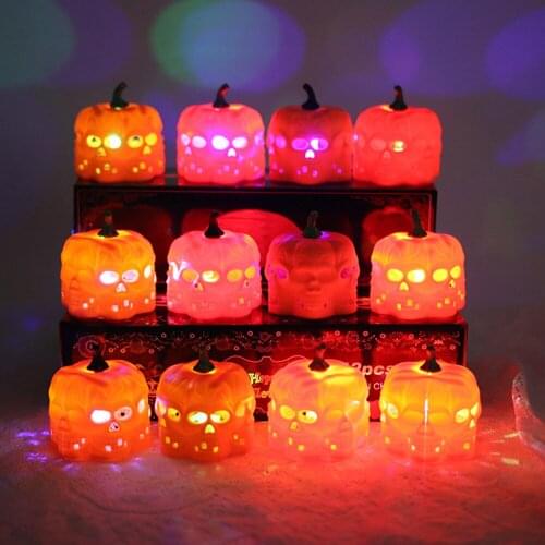 1Pcs Halloween Hollow Skull Night Light Pumpkin Lantern Party Atmosphere Decoration Props Home and Mall Decoration LED Flashing
