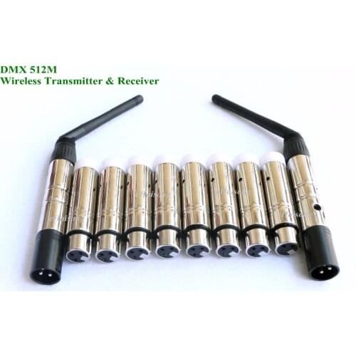 10PCS: 2.4G wifi Wireless DMX Lighting Controller 2pcs Transmitter + 8pcs Receivers