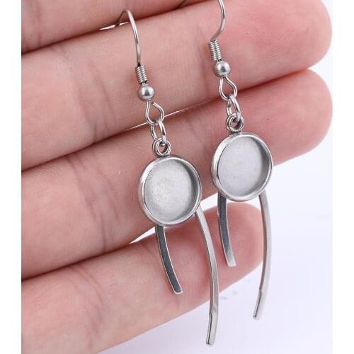 10pcs Stainless Steel Charm Earring Base 10mm dia Blank Cabochon Settings diy bezel earrings accessories for making