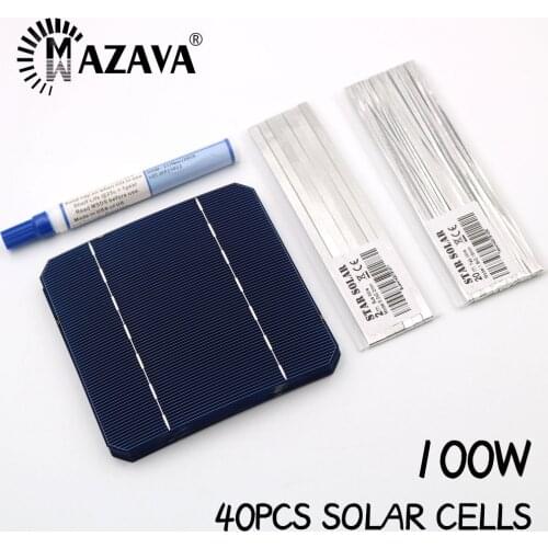 18V DIY Solar Panel 100W 12V Battery Kits With 125*125mm Normal Monocrystalline Solar Cell Use Flux Pen Tab Wire Bus