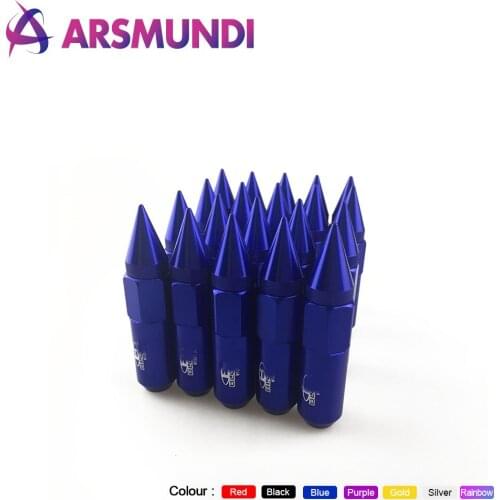 20PC Bl Jdm Style Aluminum Extended Tuner Wheel Lug Nuts With Spike For Wheels Rims M12X1.5