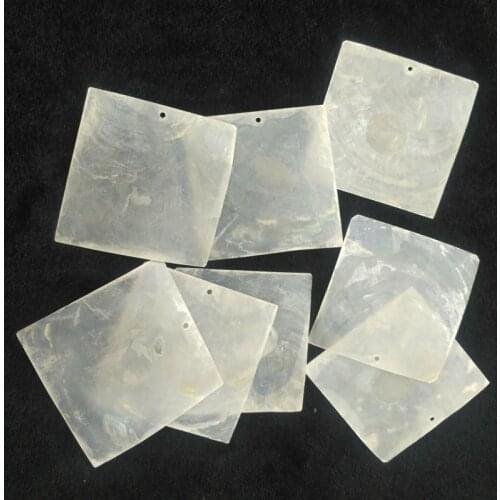40MM 50Pcs 100% Pure Natural Mirror Freshwater Shell Square Shape Beads Charms DIY Chandelier Findings Jewelry Accessories