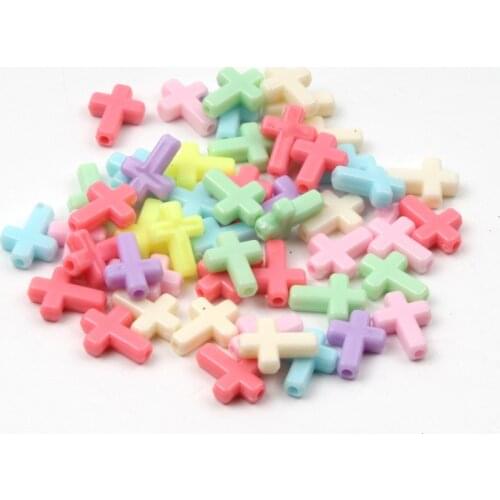 50pcs 12x16mm Candy Color Cross Beads Acrylic Loose Spacer Beads For Jewelry Making Charms DIY Bracelet Necklace Accessories