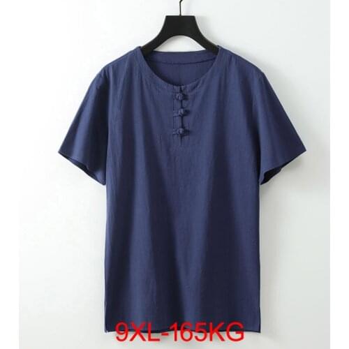 Large Size Clothes Store Costume Linen Crop Top Male 9XL 100% Cotton White T Shirt Tshirt Men Plus Size Short Sleeve T Short Men