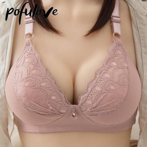 Push Up Bra for Women Lace Sexy Bras Plus Size Underwear 36-42 BC Seamless Wireless Bralette Female Brassiere Top Breathable