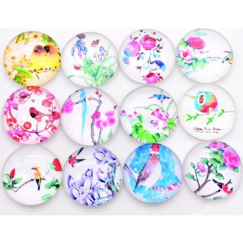 Hot Sale 10pcs/lot 25mm Mixed Handmade Photo Glass Cabochons (Flower series)