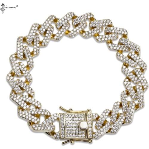 Personality Hip Hop/Punk Mens Bracelets Iced Out Cubic Zircon Miami Curb Cuban Link Chain Bracelet Jewelry Gifts Pulsera