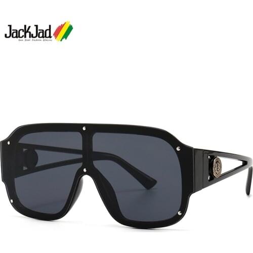 JackJad 2020 Fashion Oversized Shield Style Rivets Sunglasses Cool Unique Vintage Brand Design Sun Glasses Oculos De Sol 6931