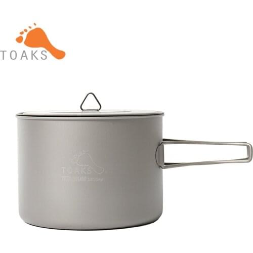 TOAKS POT-1600 Pure Titanium Camping Cookware Outdoor Pots, Can be Used As a Cups, Bowls and Pans 1600ml 194g