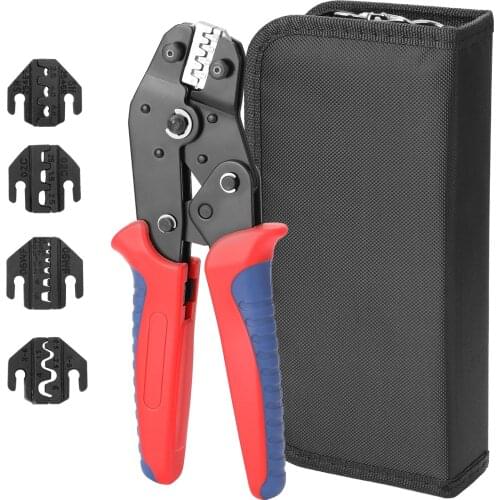 KKMOON SN-48BS Ferrule Crimping Tool Kit Insulation Terminals Crimper Plier with 4 Replacement Jaws Multifunction Crimping Plier