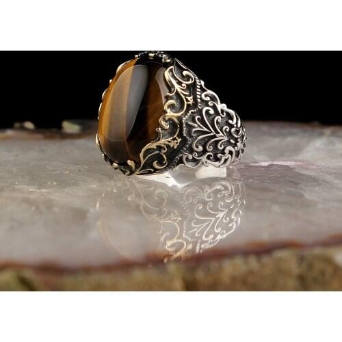 Tigers Eye Gemstone 925 Sterling Silver Ring