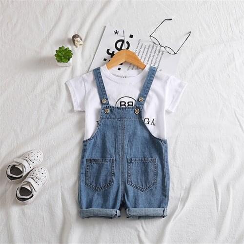 2019 Girls Boys Jumpsuits Loose Solid Button Denim Overalls Baby Toddler Bib Overalls Kids Jeans Jumpsuit Boys Girls LZ124