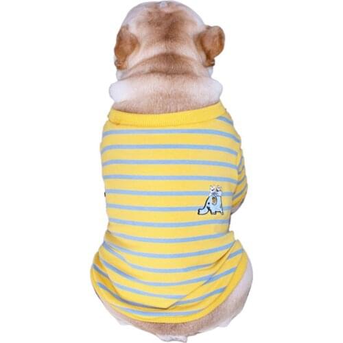 Pet Summer Shirt Skin-friendly Striped Pattern Cotton Comfortable Puppy Cat Striped T-Shirt Pet Clothes