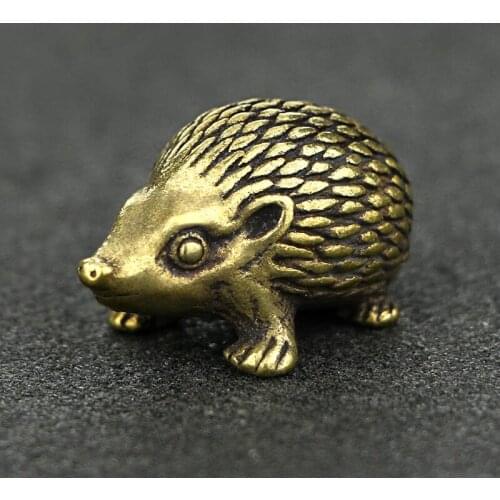 Copper Hedgehog Statue Figurines Home Garden Decor Pure Brass Antique Animal Ornaments For Offfice Desk Decoration Miniatures