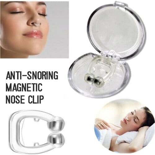 Mini Silicone Magnetic Anti Snoring Stop Snoring Nose Clip Sleep Tray Sleeping Aid Apnea Guard Night Device Fitness Sleep Help