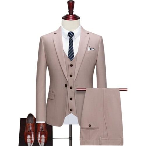 Mens Suits Groom Wear Tuxedos Custom Made 3-Piece Wedding Suits Slim Fit Groomsmen Best Man Suit For Men (Jacket+Pant +Vest)