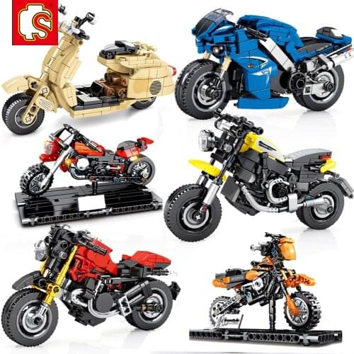 Sembo City Car Motorcycle Model Kit Speed Champ Sport Race Technical Vehicle Building Block MOTO DIY Enlighten Brick For Kids