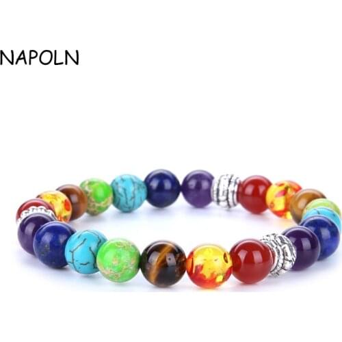 NAPOLN Yoga Bracelet Femme 8MM Natural Stone Bracelet Beads Trendy Men Bracelet Vintage Jewelry Accessory Dropshipping