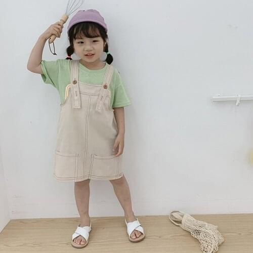 2019 New Summer Item Girl One Piece Dress Childrens Girls Suspender A-line Dress Kids Dresses for Girls Baby Clothes Starp Tops
