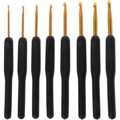2021 New 8Pcs Bearded Needle Crochet Hooks Set Ergonomic Soft-Grip Handle Yarn Weave Craft Sewing Knitting Knitwear DIY Tools