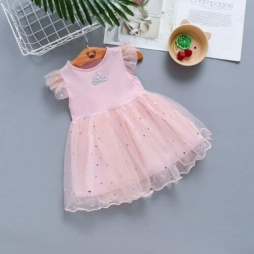 New Summer Baby Girls Tutu Dress 2021 New Children Party Little Girl Kids Clothes Flying Sleeve Princess Outfits Dress