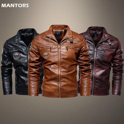 2021 Autumn Winter Mens Leather Jacket Motorcycle PU Leather Jacket Male Slim Warm Windbreaker Coat Mens Fashion Brand Jacket