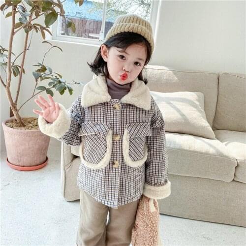 Girls Coat Kids Woolen Cloth 2021 Sweet Thicken Warm Winter Autumn Kids Cotton Outwear Wool Fleece Childrens Clothing