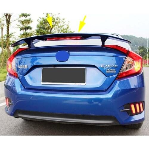Fit For 2016-2021 Honda Civic 4DR Sedan Unpainted Rear Trunk Wing With Light Model D Factory Lip Spoiler Style