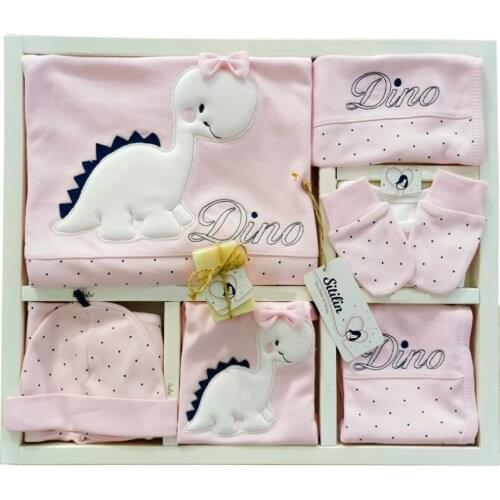 Authentic Girl Baby Dino Luxury Hospital Output Born Bay Soapy 10 Piece Pink Newborn Set 0-3 Moon Luxury 100 cotton High Quality