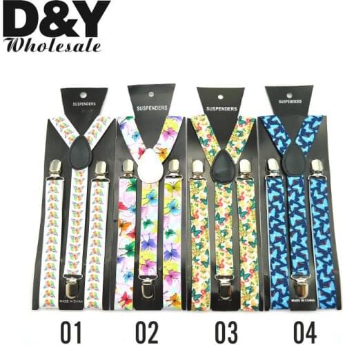 Men Women Unisex Shirt Clip-On Braces Adjustable Elastic Suspender "Butterfly" Pattern Y-Back Wedding Belt Straps Suspenders