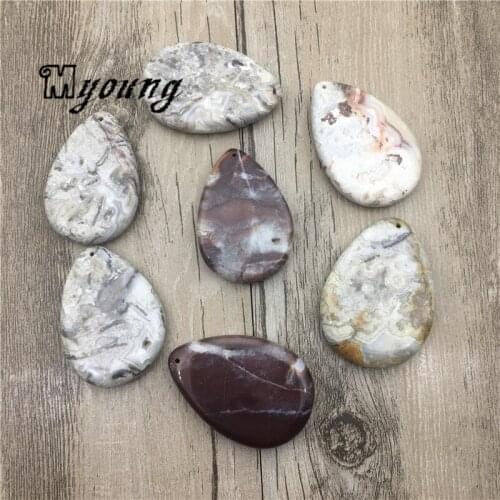 Water Drop Moxico Agates Slice Pendant Beads,Top Drilled Nature stone Slab Charm For Jewelry Making My1838