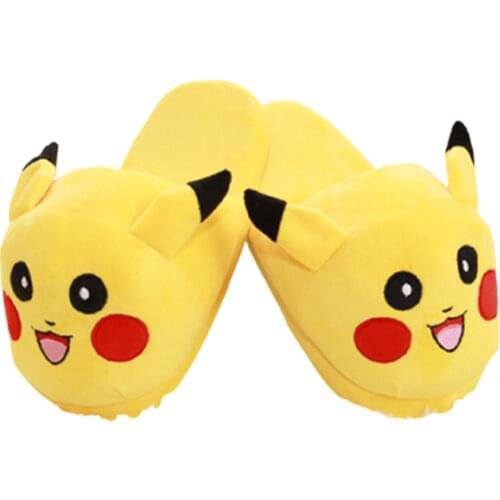 Unisex Pokemons Pikachus Plush Charmander Squirtle Eevee Snorlaxas Cartoon Lovers Warm Home Indoor Shoesd