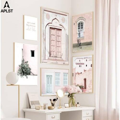 Mosque Morocco Door Poster Nordic Architecture Canvas Prints Landscap Cactus Bike Picture Wall Art Dream Quote Painting Decor