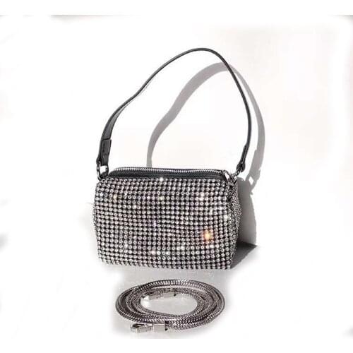 Luxury flashing diamond handbag diamond rhinestone bag chain messenger pillow bag small clutch Underarm bag trendy shoulder bag
