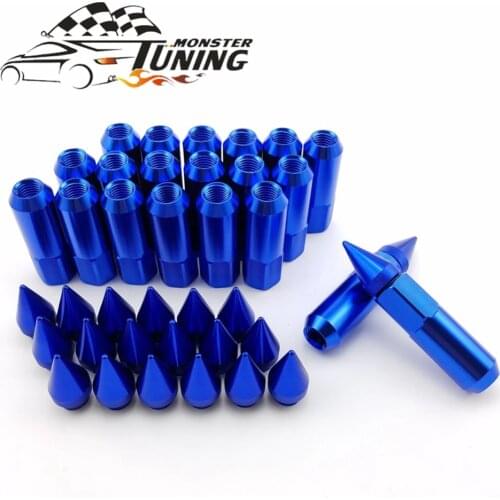 Tuning Monster 20Pcs M12X1.5/1.25 Aluminum 60mm Extended Tuner Wheels Rims Lug Nuts With Spikes Spear tip With Logo