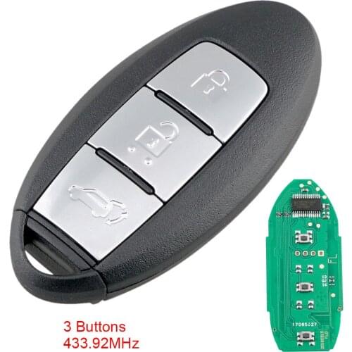 433.92MHz FSK 3 Buttons Smart Remote Car Key 4A ChipKeyless Entry Transmitter Auto Key Replacement for NISSAN Qashqai X-Trail