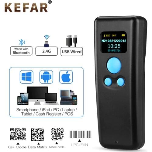 High Speed Pocket Wireless Bluetooth 2.4G 1D 2D Mini Barcode Scanner Portable Barcode Reader for Tobacco Industry Mobile Payment