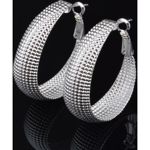 YLWHJJ Brand women High Quality Jewelry jewelry silver plated Flat U web Earrings for Women best gift