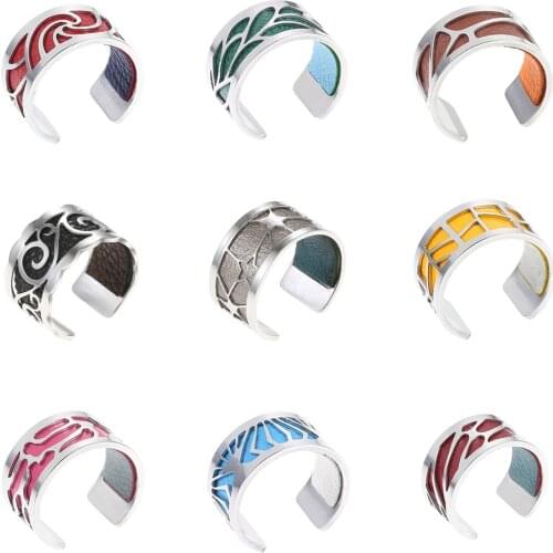 Cremo New Stainless Steel Ring For Women Bijoux Adjustable Ring Interchangeable Leather Bague Femme Argent Jewely