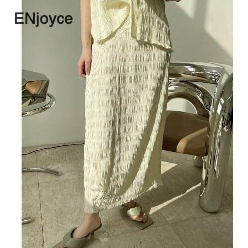 Women Vintage Irregular Folds Design Long Skirt 2021 Summer Korean Style A-line Skirts Loose New Fashion Flower Bud Maxi Skirt